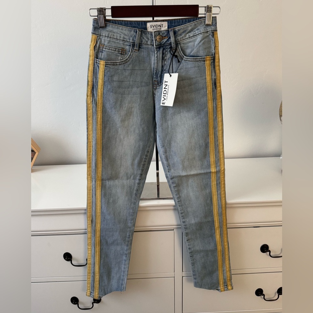 NWT EVIDNT Los Angeles Track Trim Slim Denim Jeans Size 24
